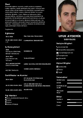 Sosyolog Cv Örnekleri cv indir